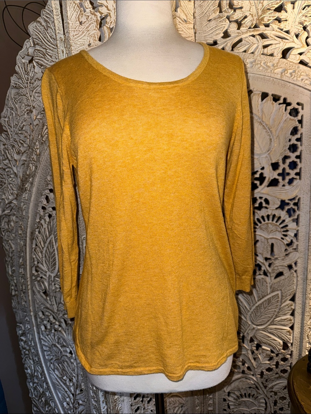 The Limited Women's Scoop Neck Long Sleeve Top in Mustard